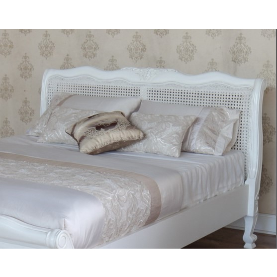 Louis Rattan Low Footboard French Bed, Antique French Style Headboard