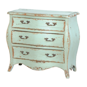 Alsace French Heavy Distressed Turquoise Small Chest of Drawers