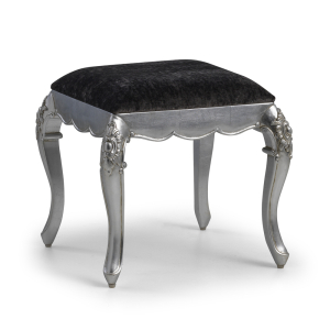 Amelie French Silver Upholstered Stool