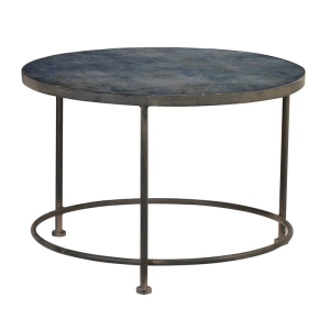 Blue Pattern Glass Top Glass Coffee Table Side View