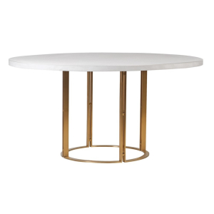 Bordeaux White Concrete Dining Table with Gold Legs