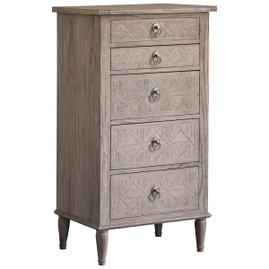 Camille French Style Weathered 5 Drawer Tall Chest