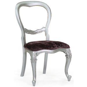 Cristal French Silver Velvet Bedroom Chair