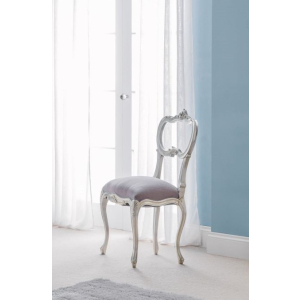 Fleur Silver French Bedroom Chair / with Silk fabric