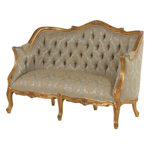  Green/Gold French 2 Seater Settee