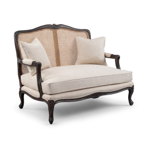 Louis French 2 Seater Sofa with Rattan Back