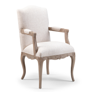 Louis Upholstered Armchair / finished in Alden Ceruse & Vintage cream linen fabric