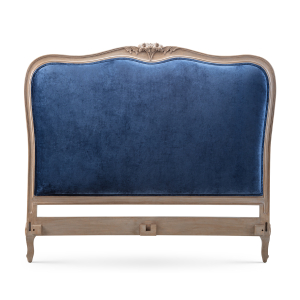 Louis French Upholstered Headboard / Finished in Alden Ceruse frame & Ashton Midnight Navy fabric
