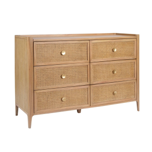 Palm Rattan Contemporary Wide Chest Of Drawers