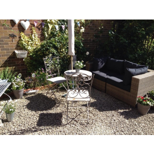Grey-Wash Round Metal Garden Table - Set Image