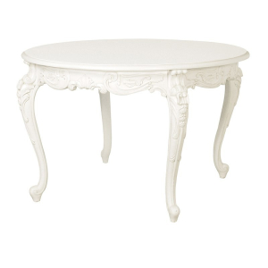 Provencale Antique White Carved Round French Dining Table