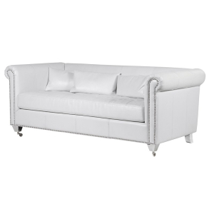 White Leather Sofa with Studs