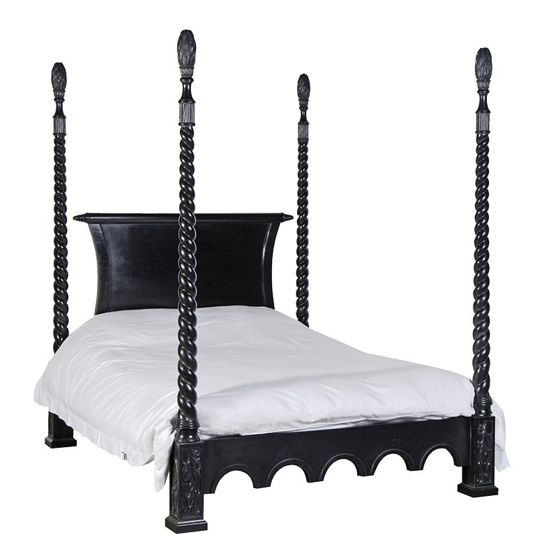 Roce Noir French Four Poster Bed, Black Four Poster Bed King Size
