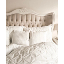 Versailles French Curved Antique White Upholstered Bed