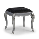 Cristal French Silver Upholstered Stool