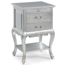 Cristal French Silver Bedside Table with 2 Drawers