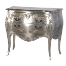 Fleur Silver Leaf French 2 Drawer Bombe Chest of Drawers