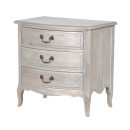 Helene Grey Lime Washed French 3 Drawer Bedside Table