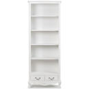 Ivory French Inspired Tall Bookcase with Drawers