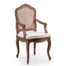 Louis French Armchair - finished in Light Oak Ceruse frame colour & Vintage Cream Linen fabric
