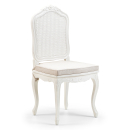 Louis French Antique White Rattan Chair / Finished in Chalk frame & Makeda fabric