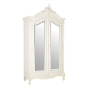 Antique White Provencale French 2 Door Mirrored Armoire