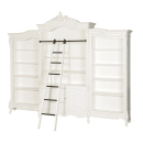 Provencale Antique White French Triple Bookcase With Ladder