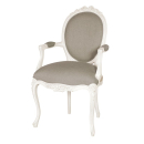 Provencale Antique White Ribbon Armchair Linen Upholstered