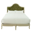 French Buttoned Upholstered Bed with Olive Fabric - King Size