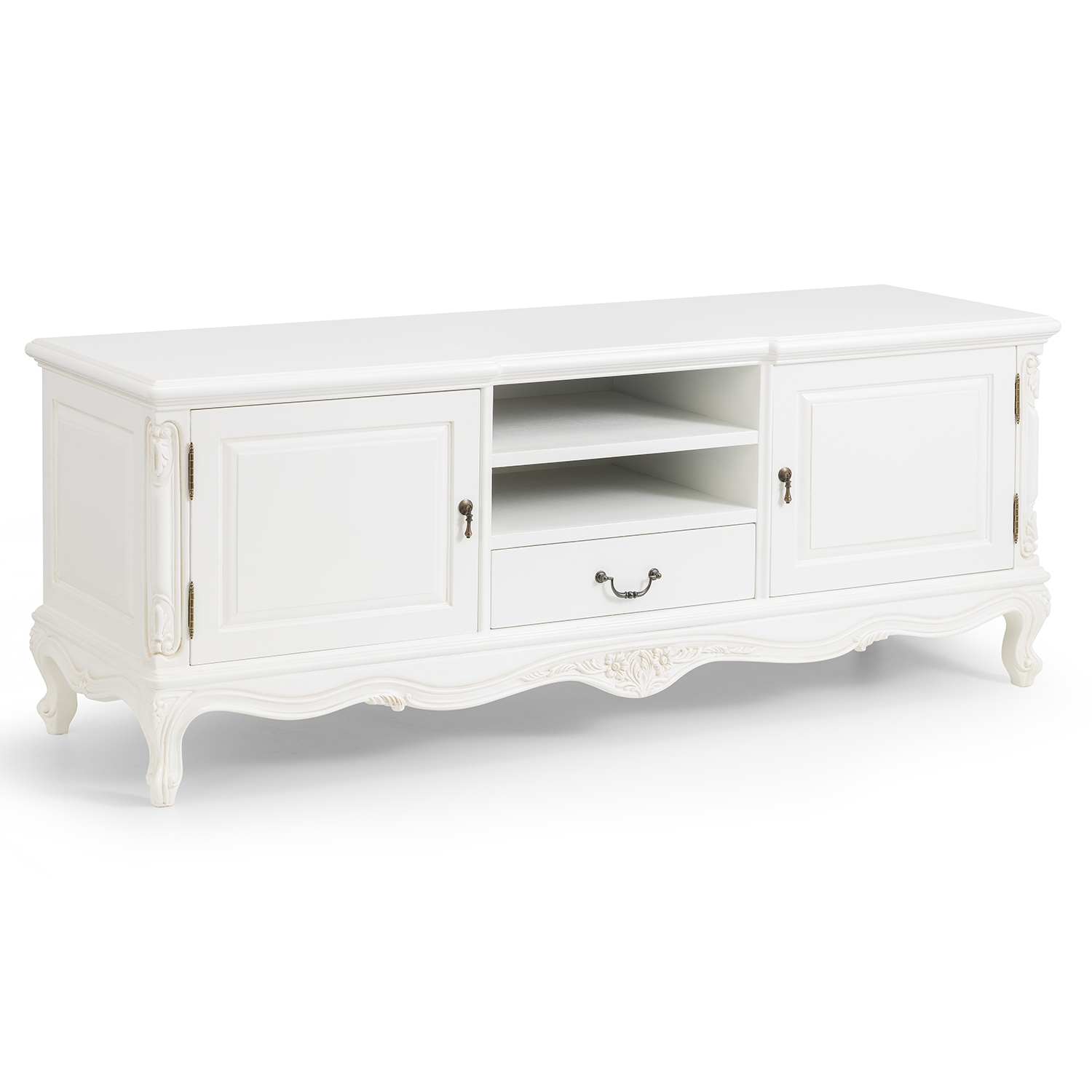 Beaulieu Antique White French Style Low TV Cabinet | French TV Cabinets |  Shabby Chic Furniture | French Furniture