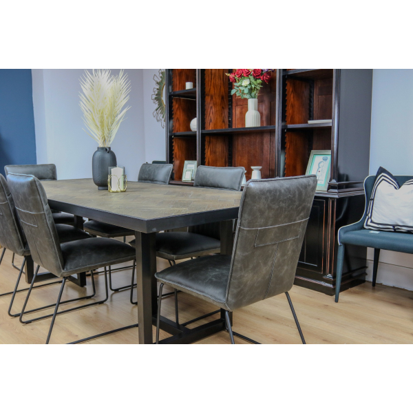 Ex-Display Parquet Table & 6 Cooper Chairs Set