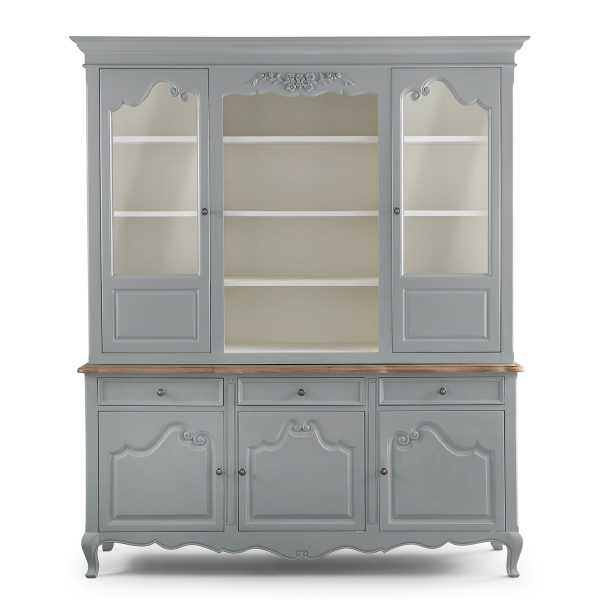 Alsace French Style Glazed Display Cabinet - Grey