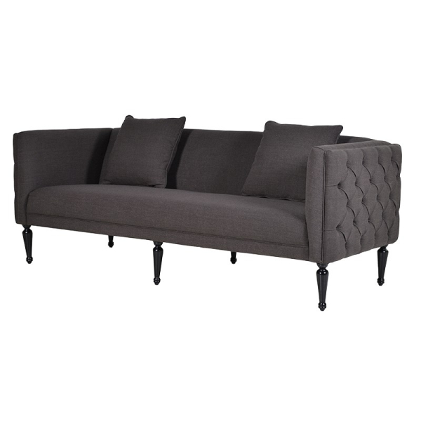 Black Buttoned 3 Seater Sofa