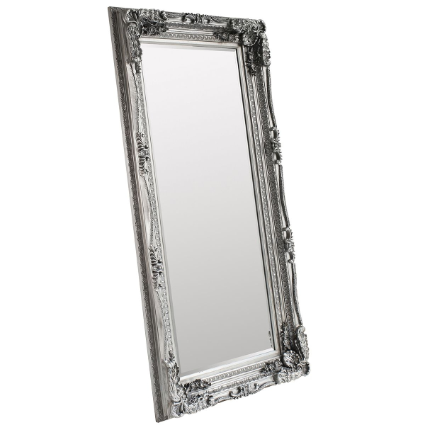 Carved Louis Leaner Mirror Silver
