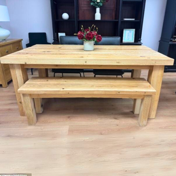 Ex-Display Rustic Farmhouse Dining Table and Bench