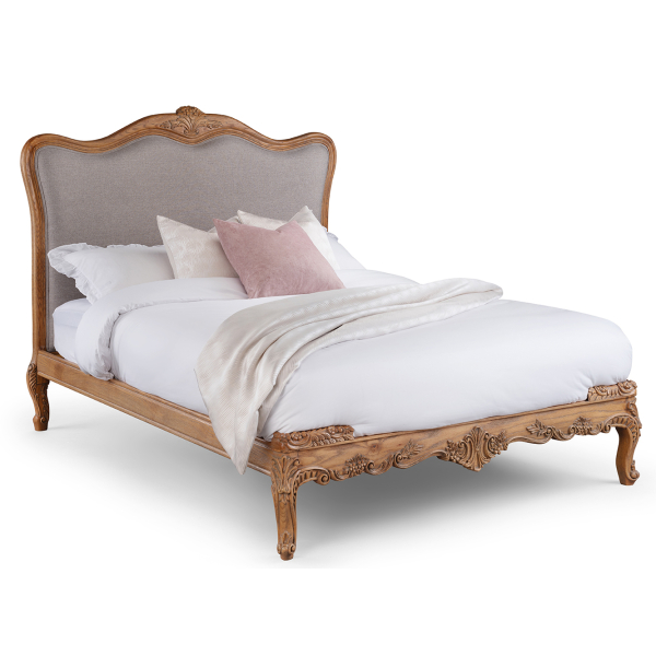 Florence Upholstered French Style Oak Bed