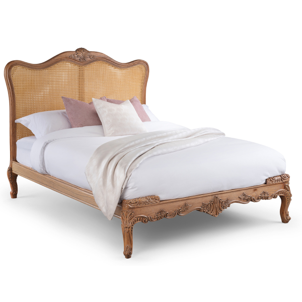 Florence Rattan French Style Oak Bed
