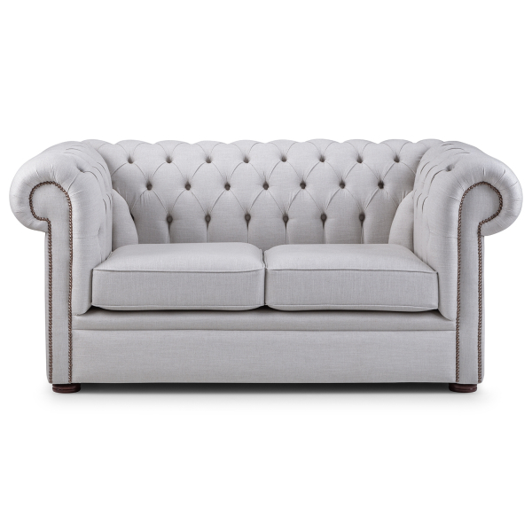 Grey Linen Chesterfield Style 2 Seat Sofa