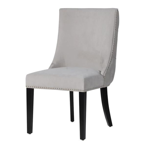 Grey Studded and Button Back Chair