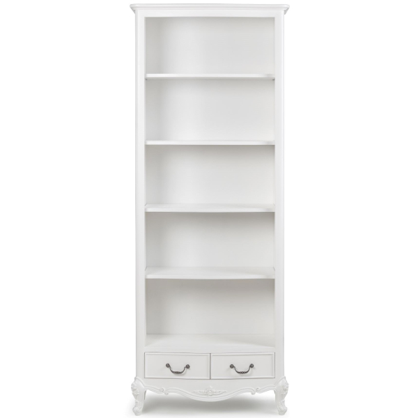 Ivory French Inspired Tall Bookcase with Drawers