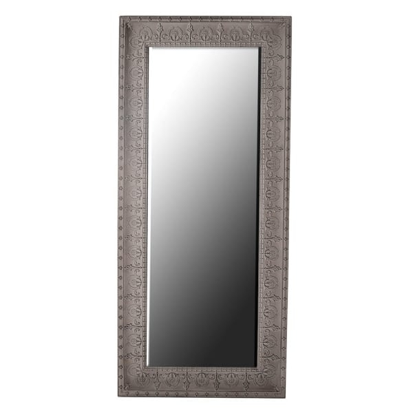 Large Grey Embossed Metal Mirror