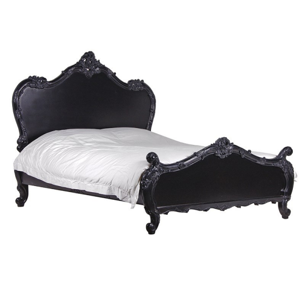 Rochelle Noir French Carved Rococo Bed