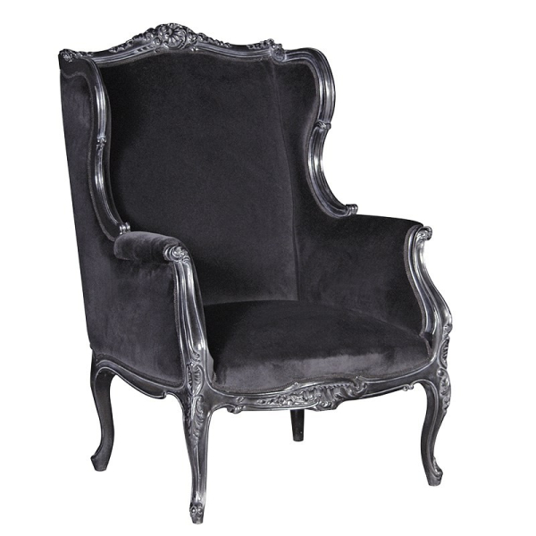 Rochelle Noir French Velvet Wing Chair