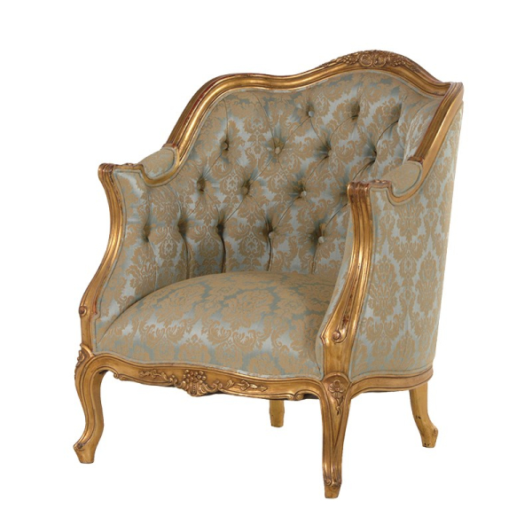 Versailles Green / Gold French Armchair