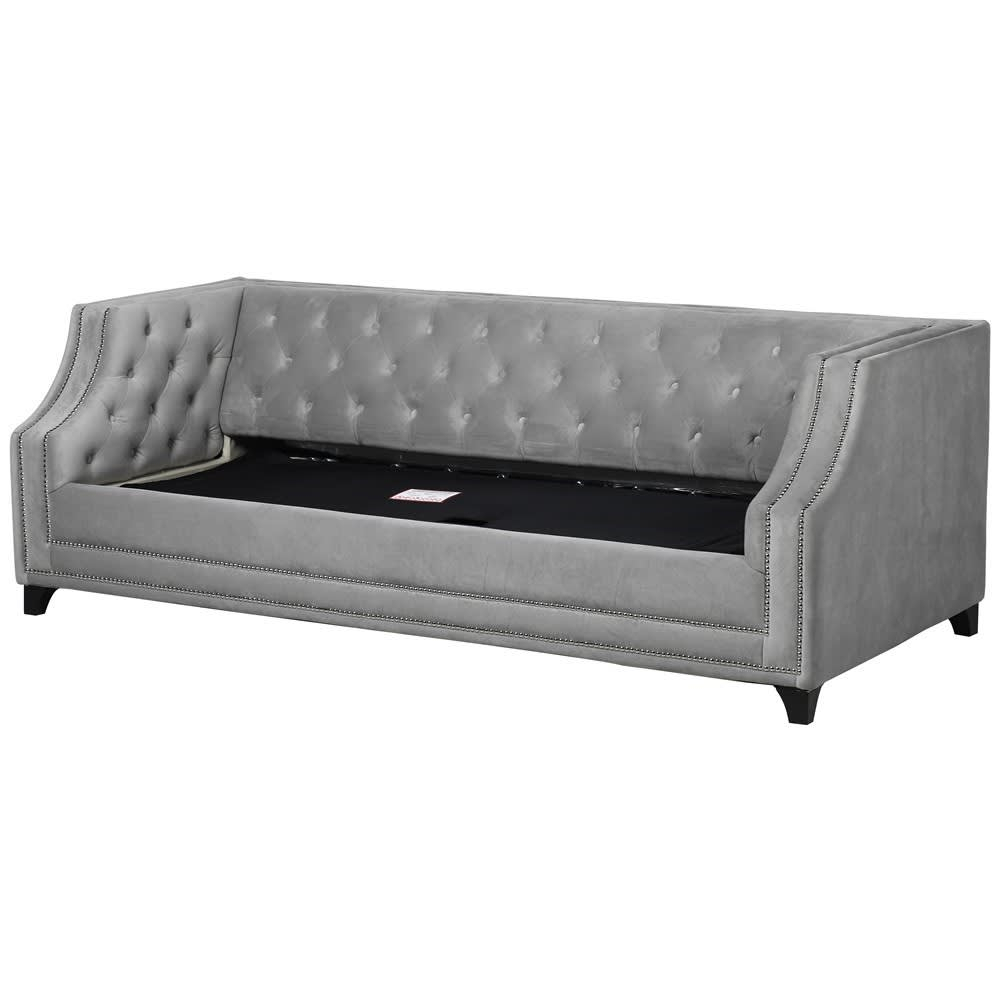 Grey Button Back Upholstered Sofa Bed - Dove Heath Sofa Bed